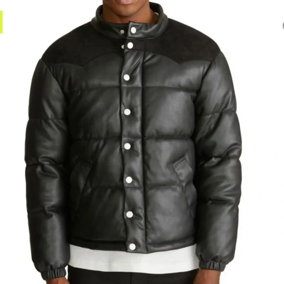 NWT Robert Graham Men’s Faux Leather Puffer Coat Jacket - Picture 14 of 15